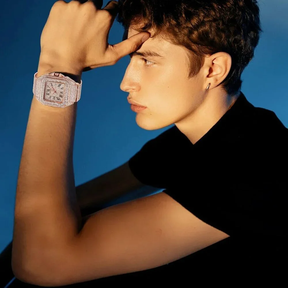 🆕Gosasa Analog Quartz Men Gold Fashion Crystal Stainless Bracelet Wristwatch - Picture 4 of 9